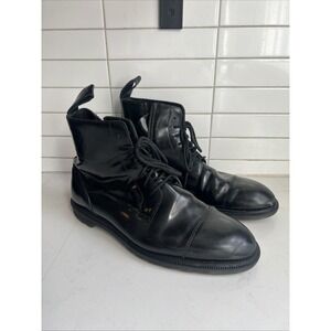 Dr Martens Mono Smooth Leather Black 7 Eyelet Lace Up Combat Cap Toe Boots M11